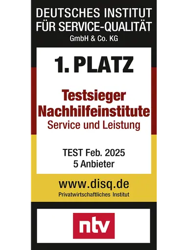 Siegel, das zeigt, dass die Schülerhilfe Testsieger unter Nachhilfeinstituten in Deutschland ist.